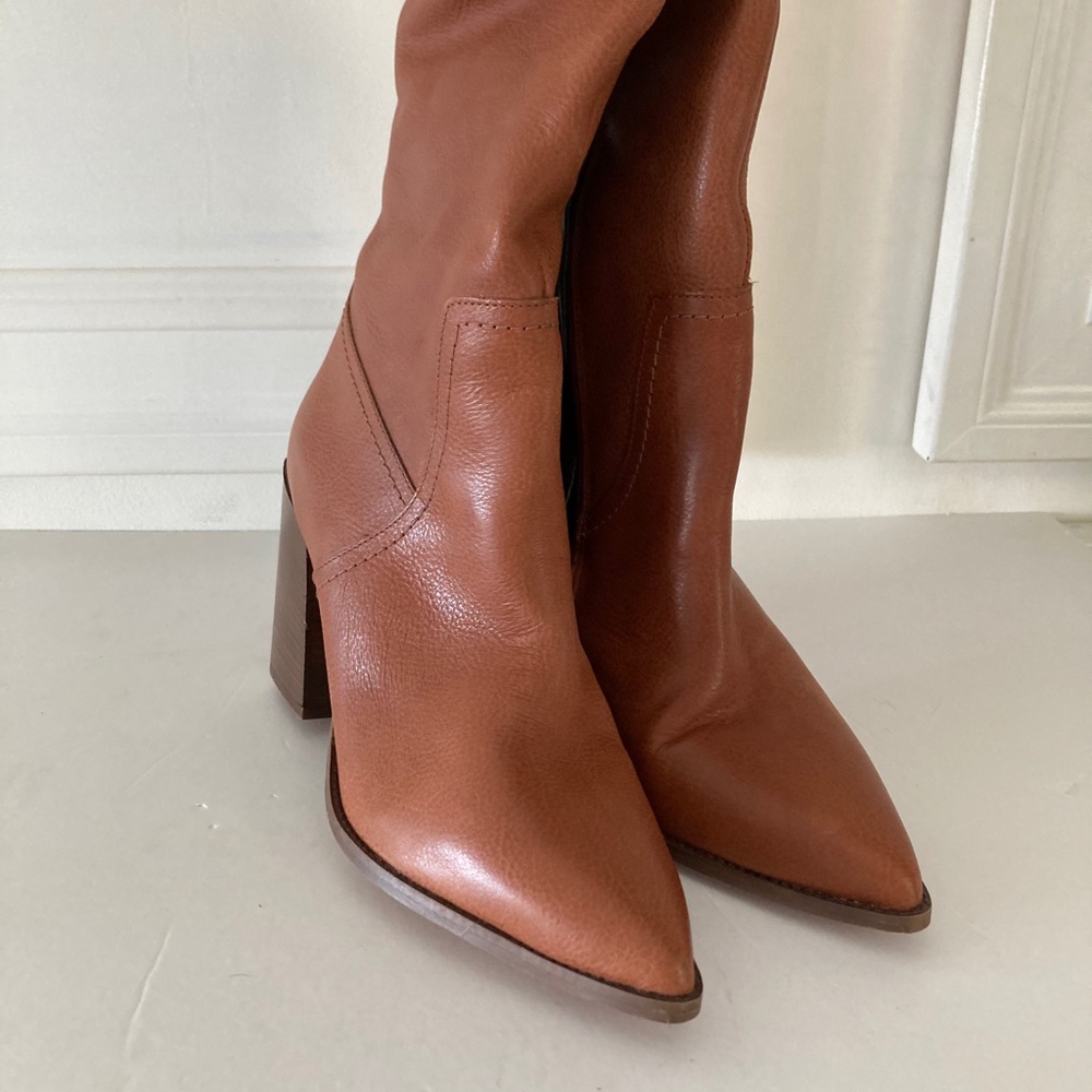 NWOT Free People Riley Tall Slouch Brown Leather Boots Sz 40/37 - Picture 3 of 7